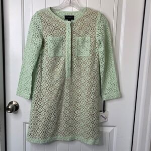 Victoria Beckham slow sage green lace floral long sleeves dress large kids girls